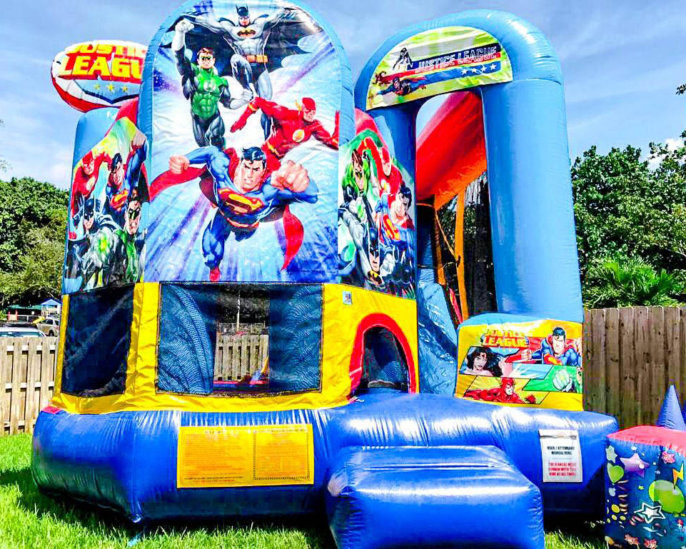 Superhero bounce house Combo inflatable trampoline jumping house